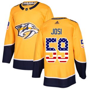 Herren Nashville Predators Eishockey Trikot Roman Josi #59 Authentic Gold USA Flag Fashion